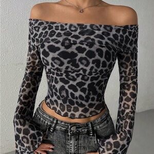 Leopard Print Off-Shoulder Top